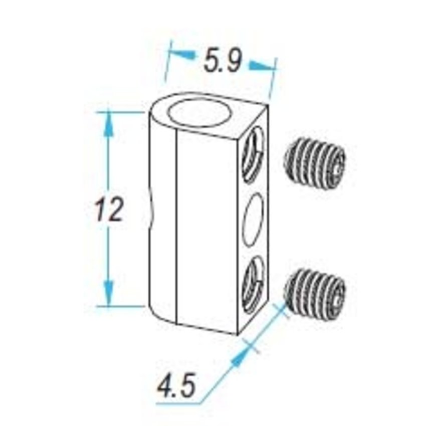 Drahtseilklemmen 1mm met 2 Sechskantschraubes Type Subway