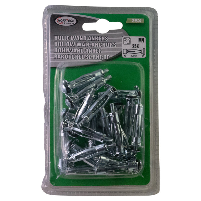 Hollow wall anchors M4x32 - 25 pieces - Galvanised