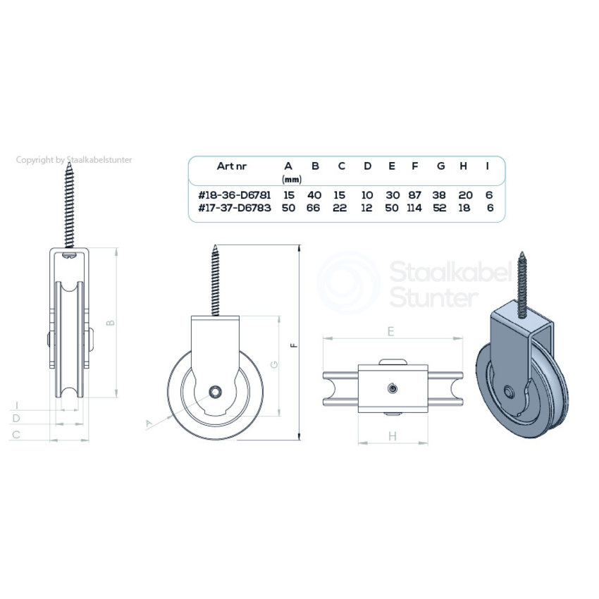 Schroefkatrol met rvs schijf of wiel