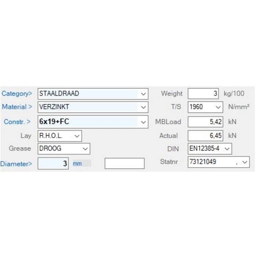 Galvanized Wire Rope 3mm 100 meter on coil