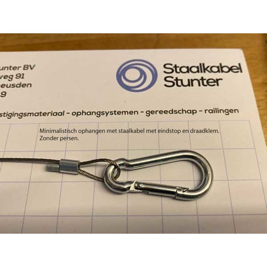 Staalkabel met eindstop 1.2mm dik en 8m lang