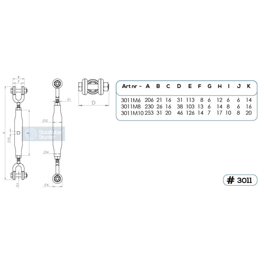 turnbuckle Turnbuckle M6 Din1478 Jaw Jaw