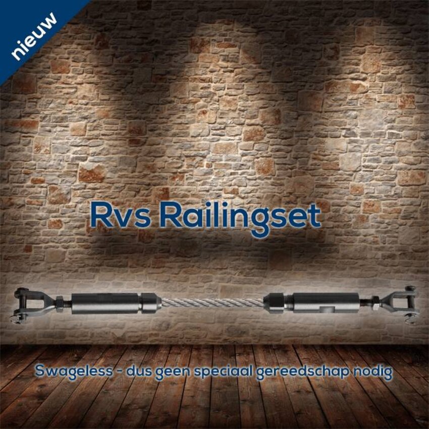 Railingset 4mm 2dlg zwart roestvaststaal