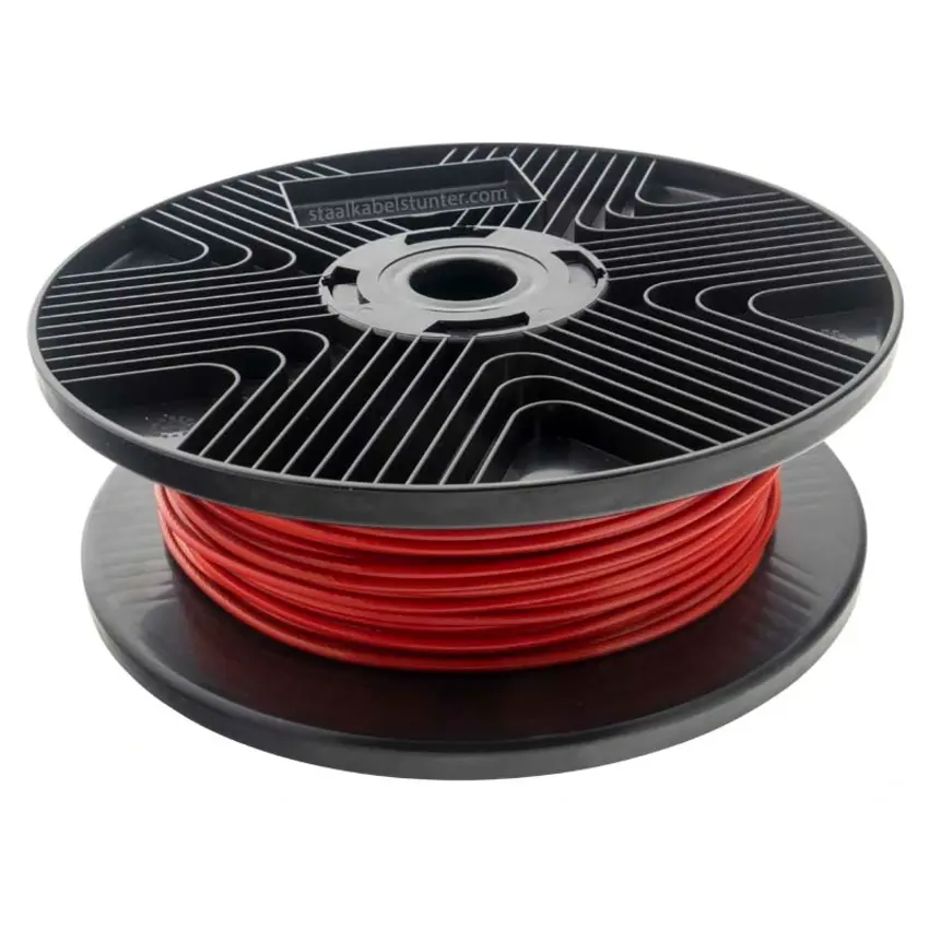 Stahlseil 2/3mm rot 100m plastifizierte