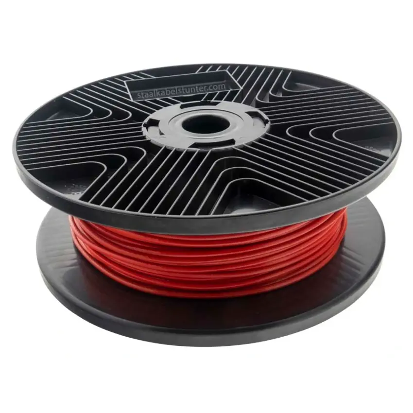 Steel cable 2/3mm red 100m plasticised