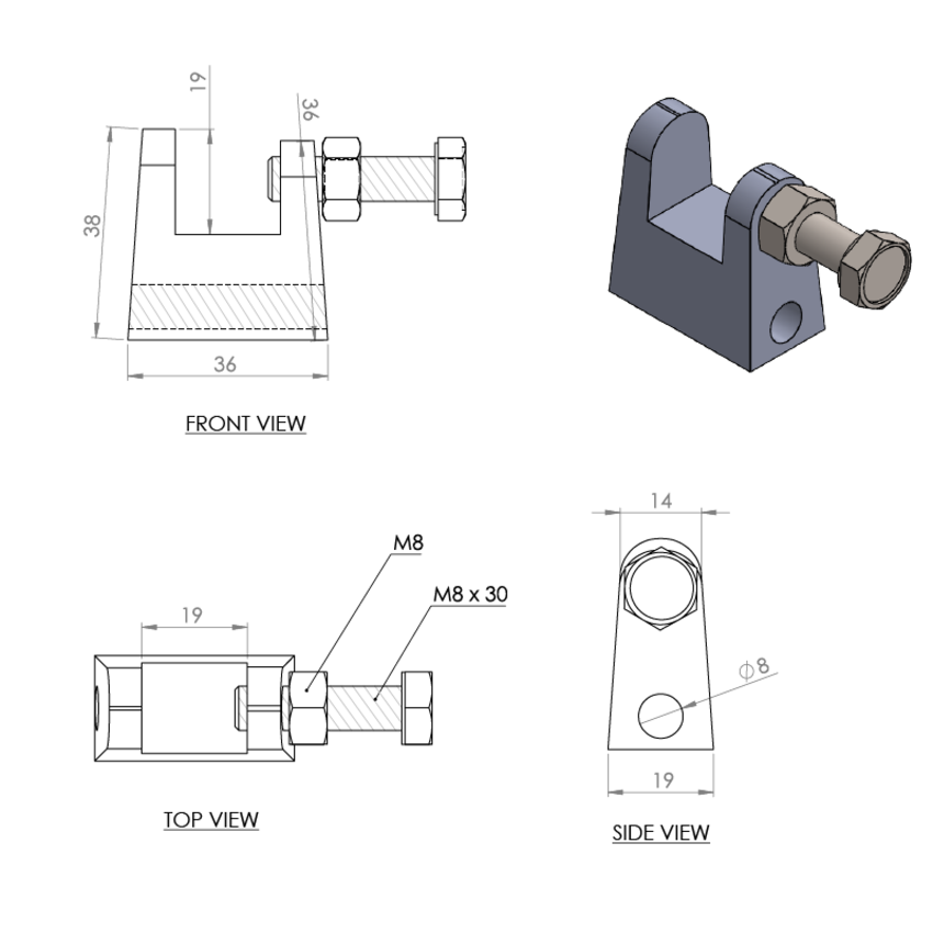 Beam clamp Model C - M8 / Flensclamp