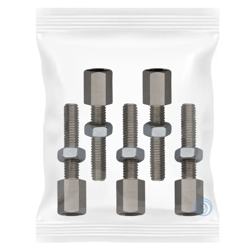 M6 brass set screw with 1 nut per 5 pieces in grip seal bag