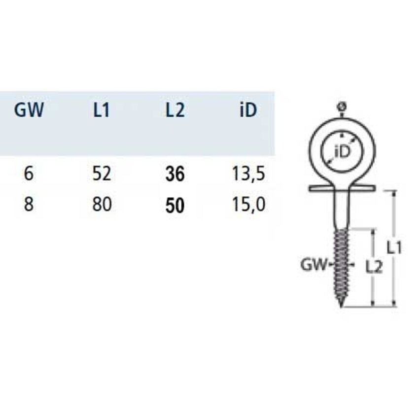 Stainless steel wood screw with collar AISI316/A4