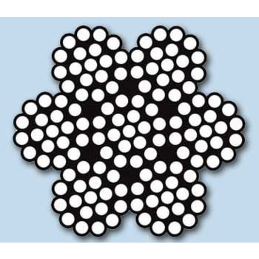 Roestvrijstalen staalkabel 3mm 50 meter 7x19 zwart gecoat.