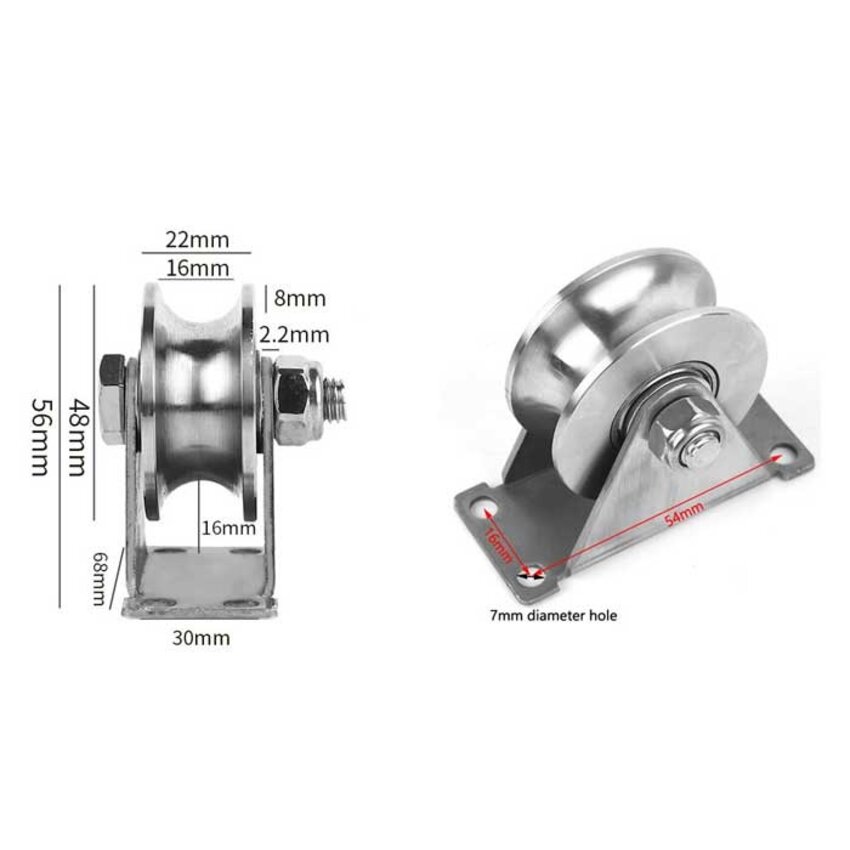 Cross pulley 48mm - AISI304