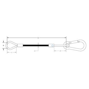 Plastic-coated steel cable with carabiner