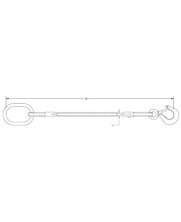 Steel cable with reinforced plastic coating, equipped with a lifting hook and a master link.