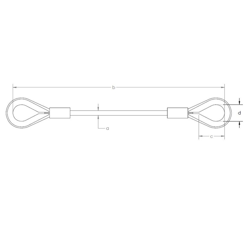 Black steel cable with loops, equipped with aluminum wire clamps