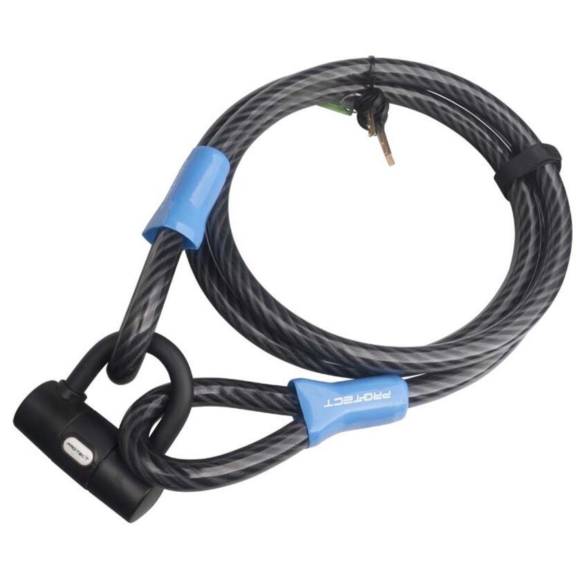 Cable lock Art & VBV tested 5 meters long - with clamp Cobalt