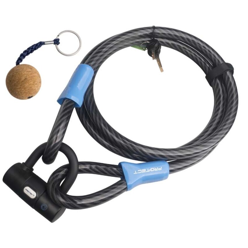 Cable lock Art & VBV tested 5 meters long - with clamp Cobalt