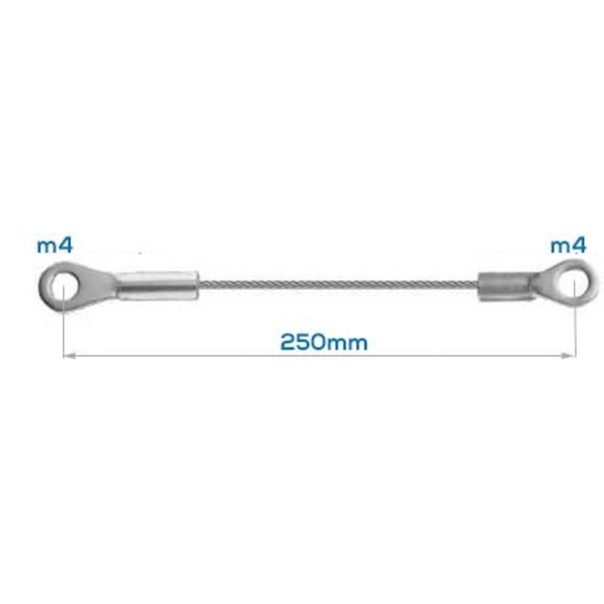 Staalkabel aan beide zijden voorzien van kabelschoen-oogje voor m3 - 120mm