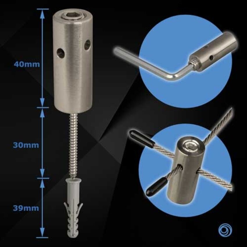 Edelstahl Kletterhilfe-Set für das Leiten von Pflanzen und Sträuchern entlang der Wand.