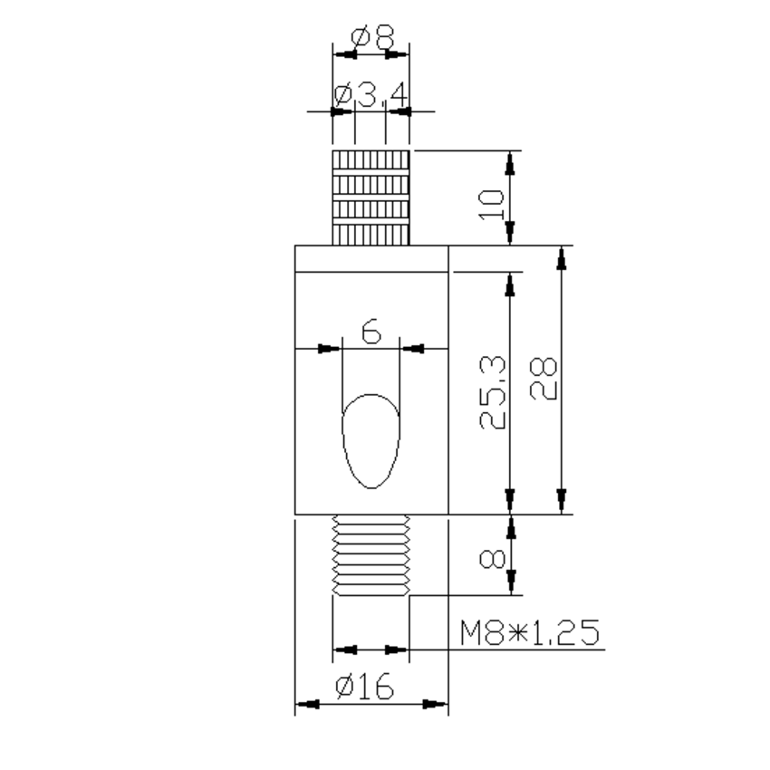 Drahtseilhalter mit Schraube - 2.5mm Drahtseilhalter mit M8 und seitenausgang