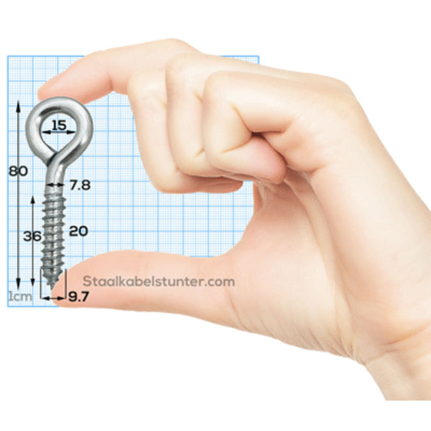 Schroefoog met houtdraad 10mm x 80mm