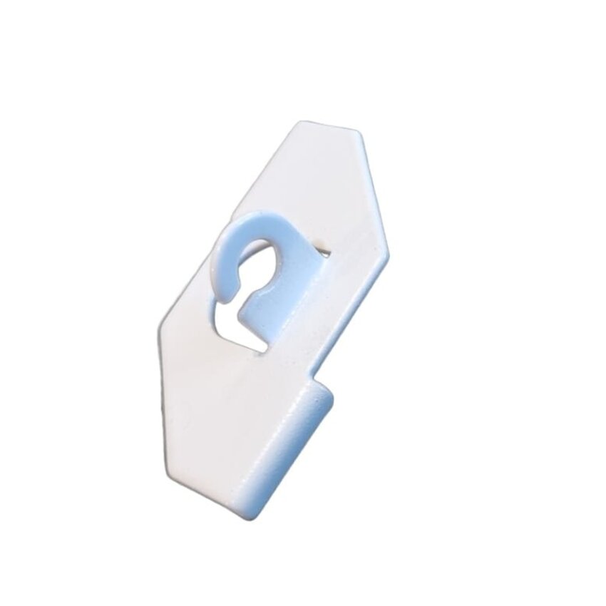 Clip for suspended ceilings, white, with open eye