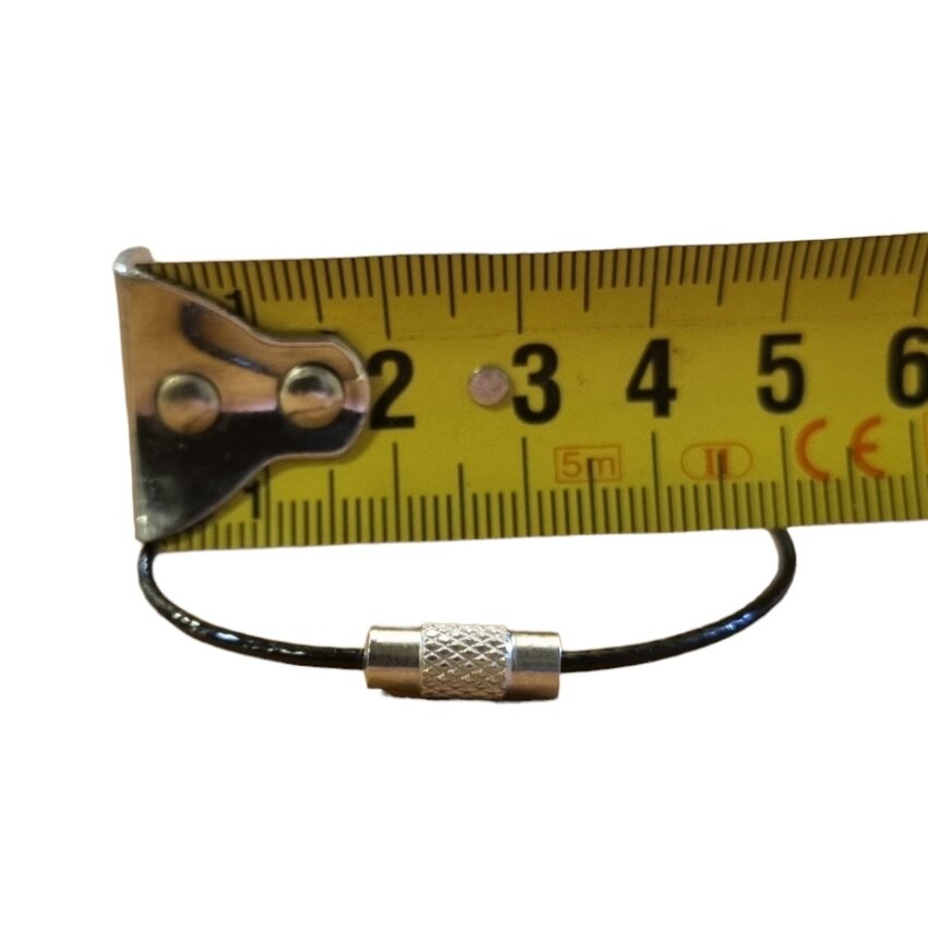 Zwarte 150 mm 'armband' Staaldraad sleutelring