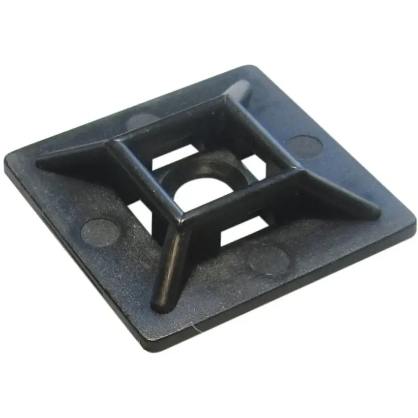 Zelfklevend bevestigingsplaatje zwart voor kabelbinders en staalkabel tot 1.2mm