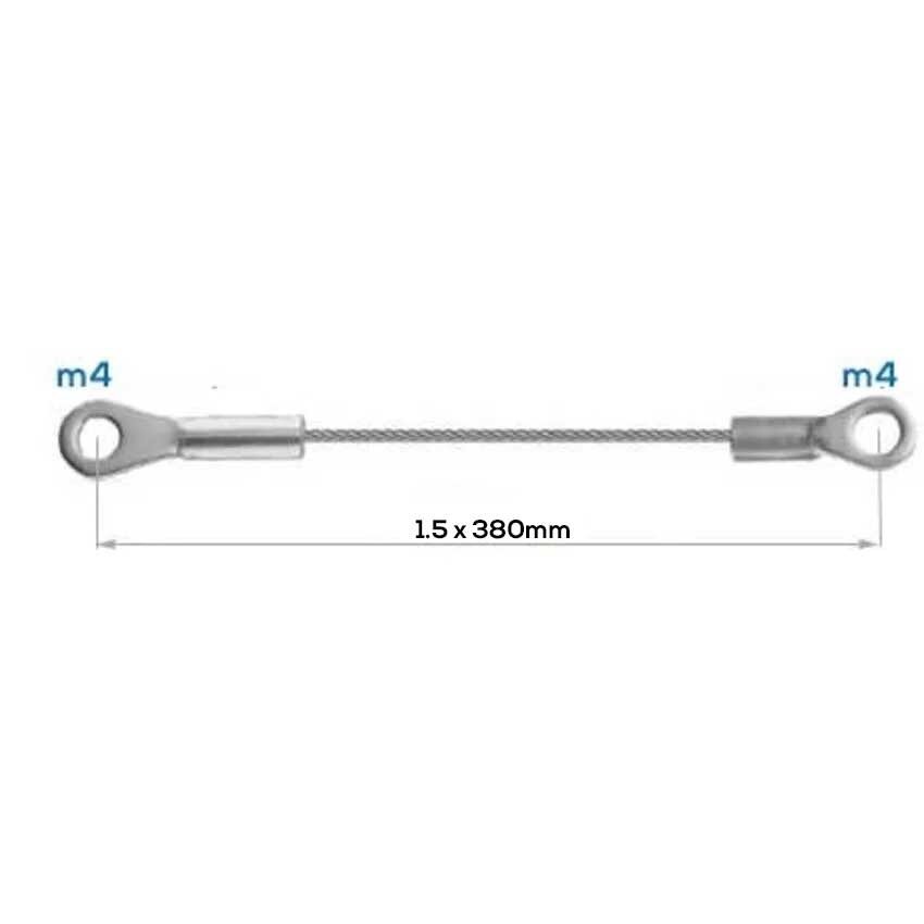 Staalkabel aan beide zijden voorzien van kabelschoen-oogje voor m3 - 120mm