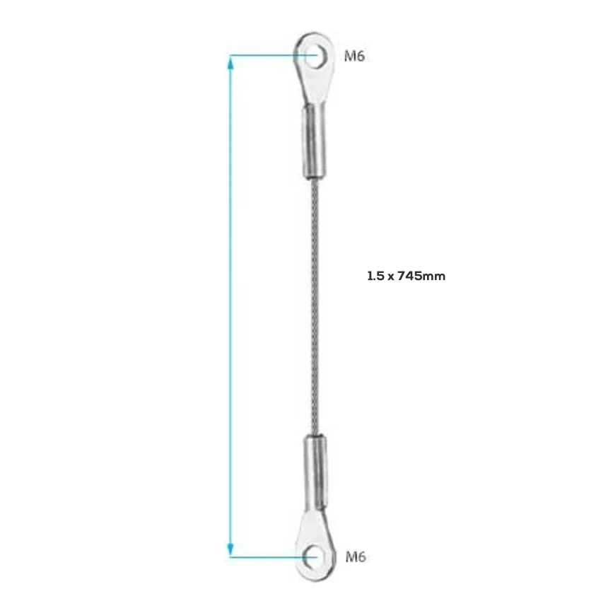 Staalkabel aan beide zijden voorzien van kabelschoen-oogje voor m3 - 120mm