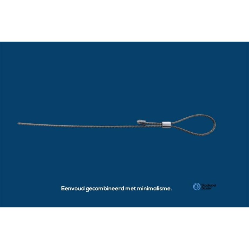Black Steel Cable with End Stop, 2,5mm Thick and available in 1, 2 or 3 meters long