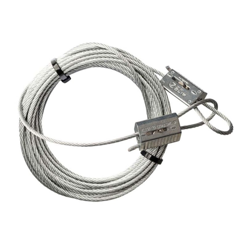 Package Zip Clip Steel Cable 3mm and 10 meters with Zip Clip Rize Automatic Cable Grippers for 3mm.