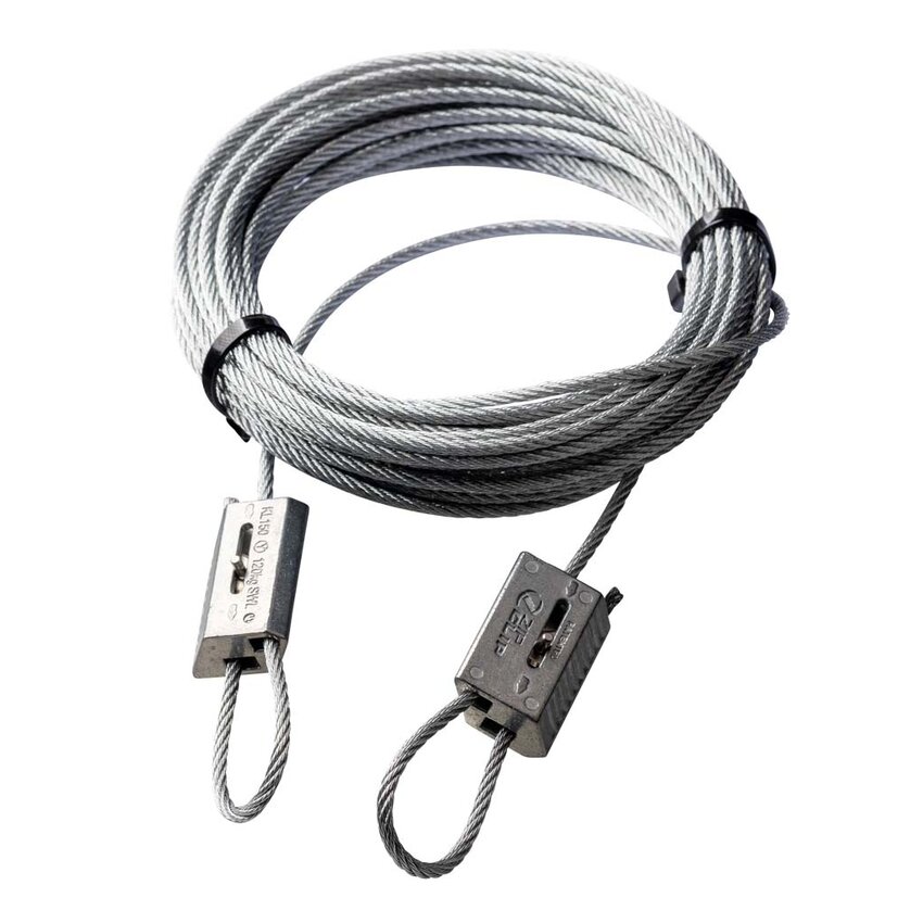 Package Zip Clip Steel Cable 3mm and 10 meters with Zip Clip Rize Automatic Cable Grippers for 3mm.