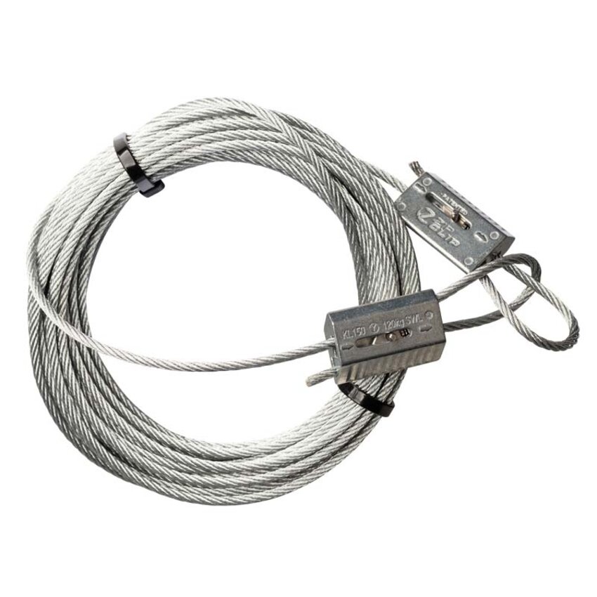 Package Zip-Clip steel cable 2mm and 10 meters with Zip-Clip Rize automatic cable grippers for 2mm.