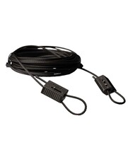 Package Zip-Clip Black steel cable 2mm and 10 meters with Zip-Clip Rize automatic cable grippers for 2mm.