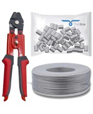 Package of Thin Steel Cable and Wire Clamps Stainless Steel 100m Plus Crimping Tool/Wire Cutter