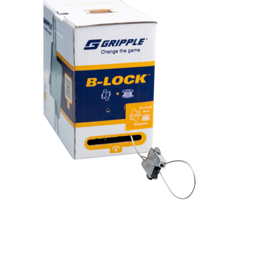 B-Lock Paket mit 30 automatischen Drahtklemmen und Stahlkabel 1,5mm x 50m