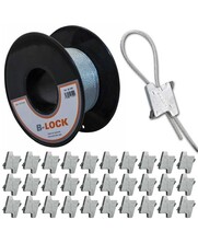 B-Lock Paket mit 30 automatischen Drahtklemmen und Stahlkabel 1,5mm x 50m