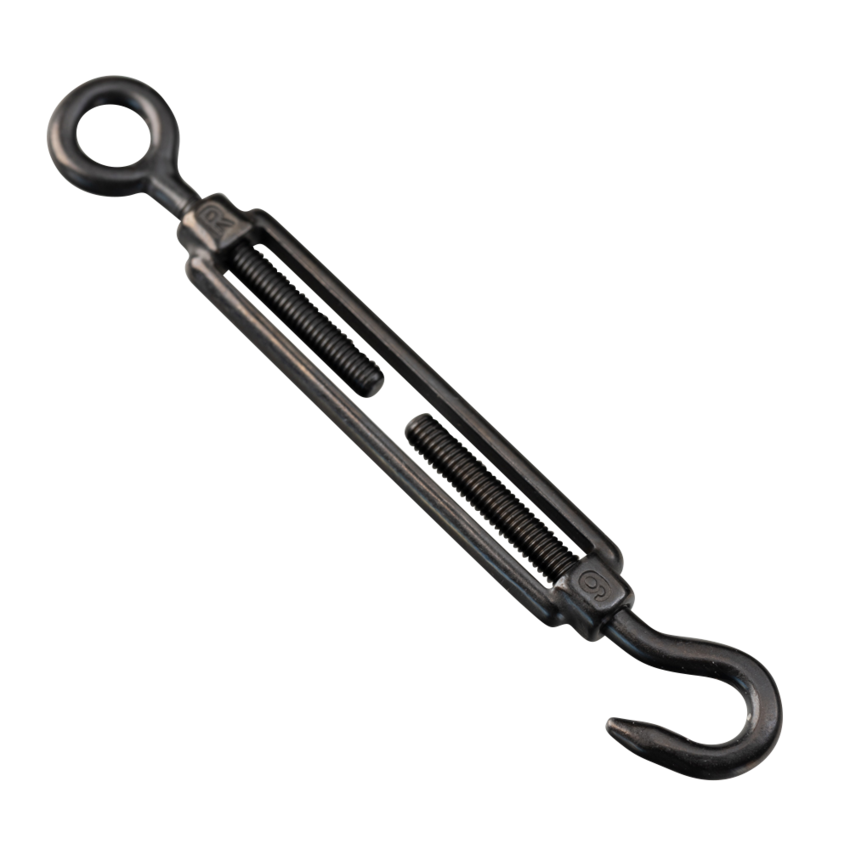 Draadspanner RVS M6 haak en oog  Zwart