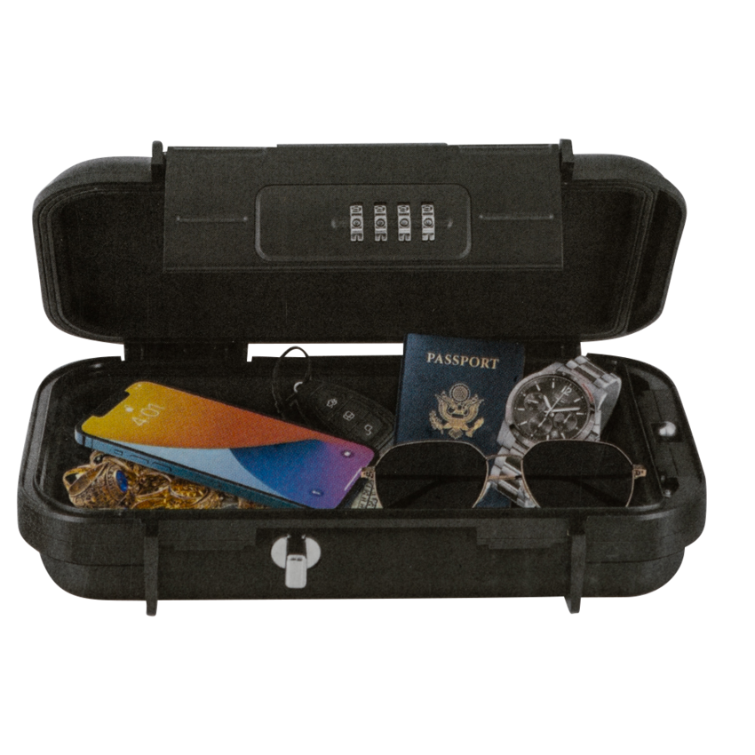 Tresor mit Stahlkabelbefestigung PVC 6 mm x 50 cm zur sicheren Aufbewahrung von Wertsachen.