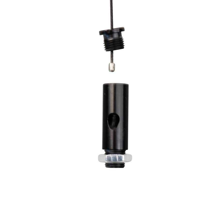 Bevestigingspunt voor staalkabel met stroomdoorvoer.