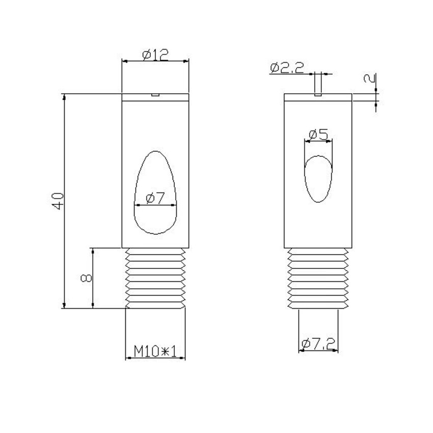 Mounting point for steel cable with power throughput.
