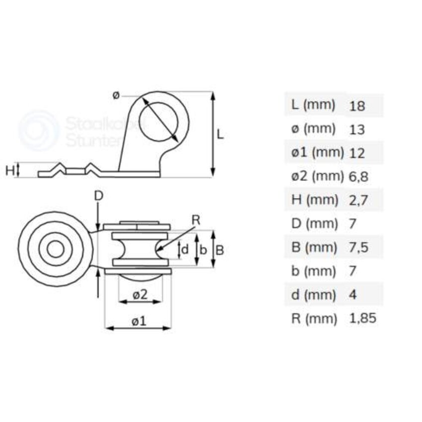 Schroefkatrol klein 12mm