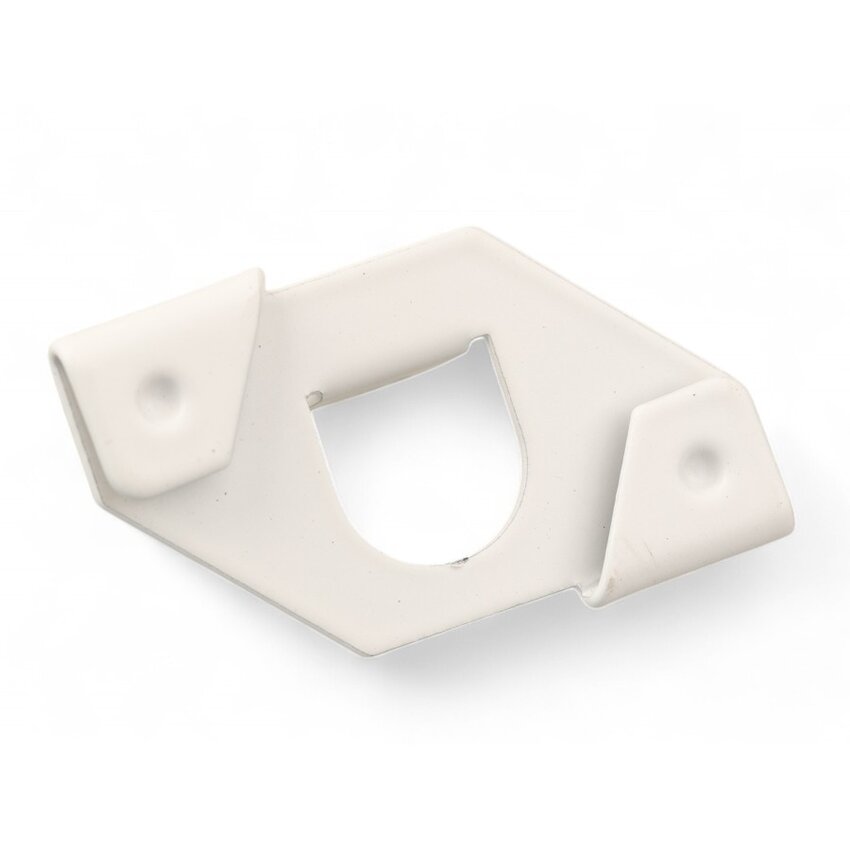 Clip for suspended ceilings, white, with open eye