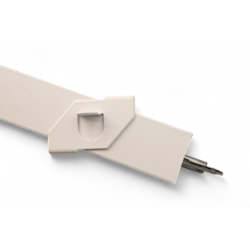 Clip for suspended ceilings, white, with open eye