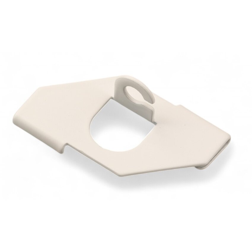 Clip for suspended ceilings, white, with open eye