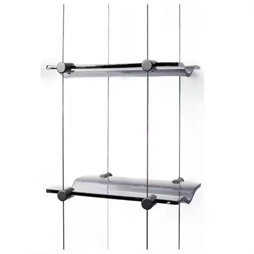 Black steel cable hanging system for wine bottles