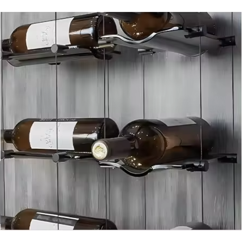 Black steel cable hanging system for wine bottles