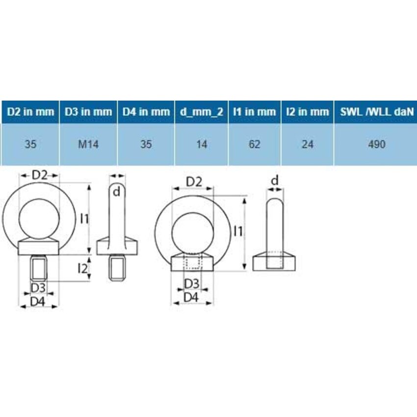 Eyebolt M14 eyebolt ringbolt