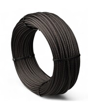 Stainless steel wire rope, 3mm, 50 meters, 7x19, black coated.