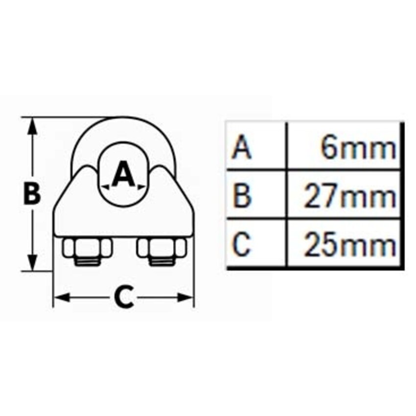 Drahtklemme mit Muttern fur Drahtseil 5mm - DIN EN 13411-5