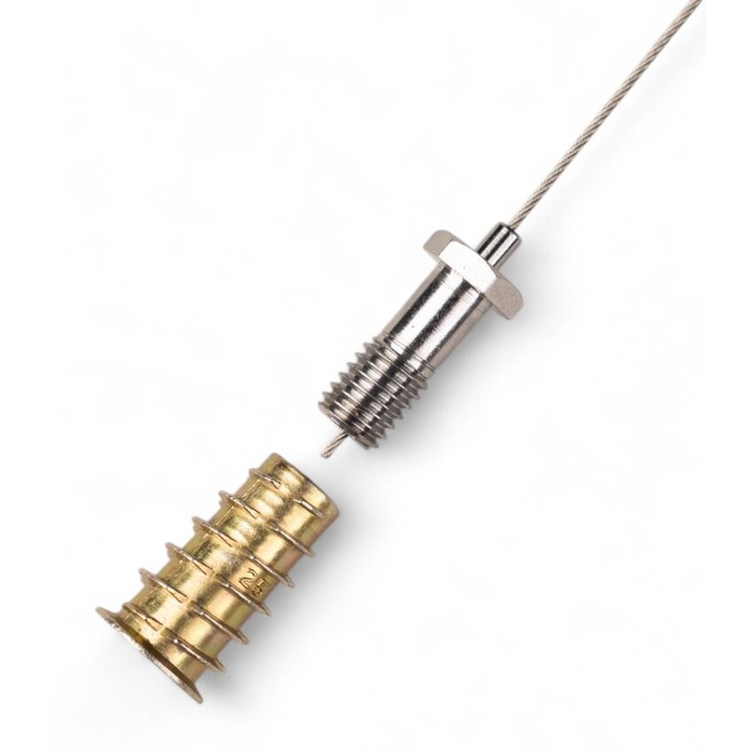 Schroef-Grip ophangsysteem voor spaanplaat- en triplexplanken tot 30mm voor kabel 1.2mm